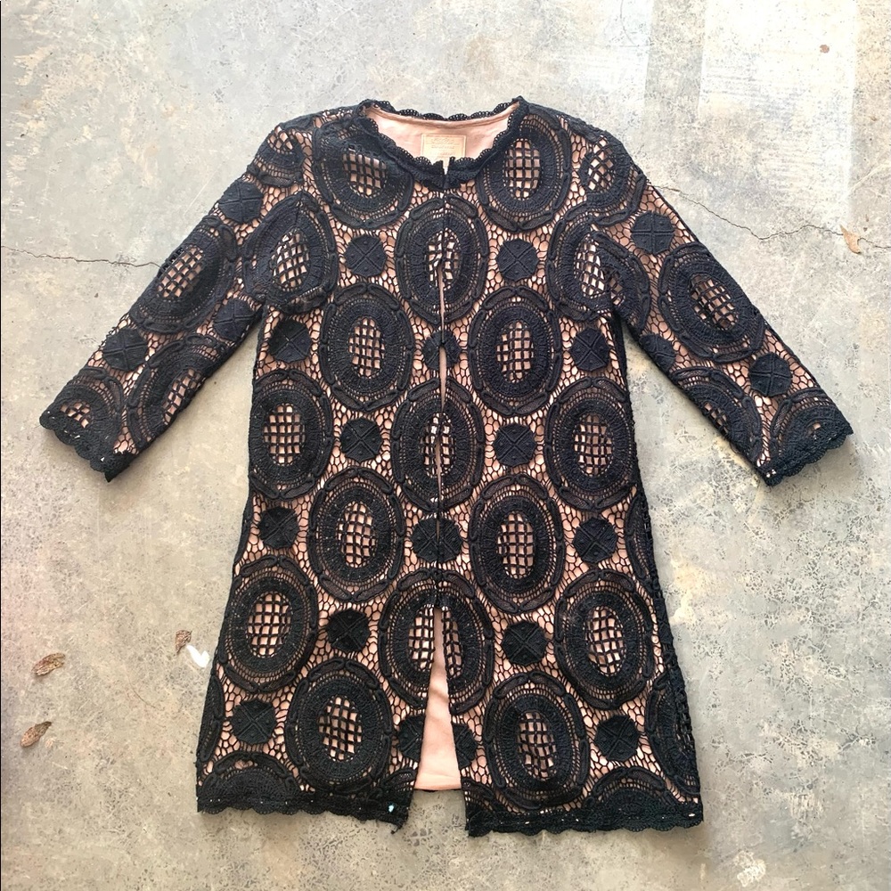 Champagne & Strawberry Black Lace Tunic Dress Small